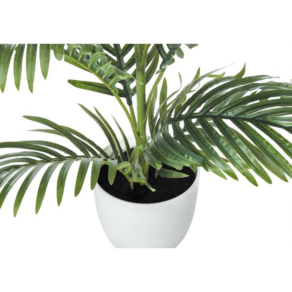 White Green 28-Inch Palm Tree Indoor Floor Potted Decorative Artificial Plant, image 3